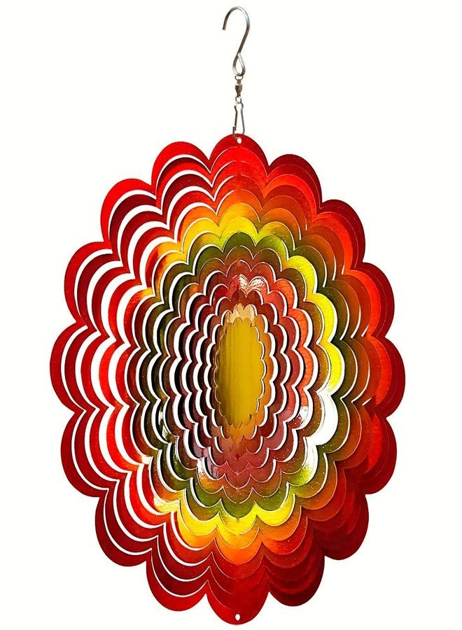 FONMY Wind Spinner Stainless Steel 3D Hanging Garden Decoration for Indoor Outdoor Rainbow Color Sunflower Wind Spinners-12inch - Image 1