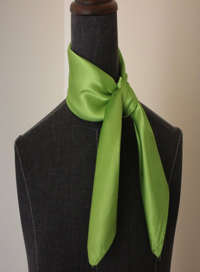 NANIA Silk square scarf pure color head scarf blend neckerchief (sage) - Image 3
