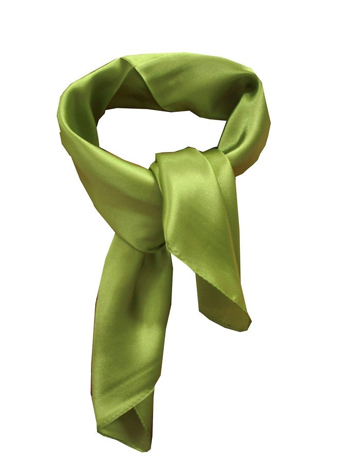 NANIA Silk square scarf pure color head scarf blend neckerchief (sage) - Image 1