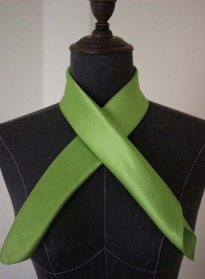 NANIA Silk square scarf pure color head scarf blend neckerchief (sage) - Image 2