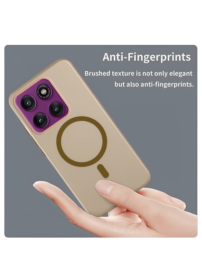 دبليو تيك غطاء هاتف موتو موتورولا Moto G86 / Moto G86 Power 5G 2025 هجيني شفاف مع دعم Magsafe وشحن مغناطيسي وارتفاع حول الكاميرا لمظهر أنيق - بني (MCMPMN) - Image 4