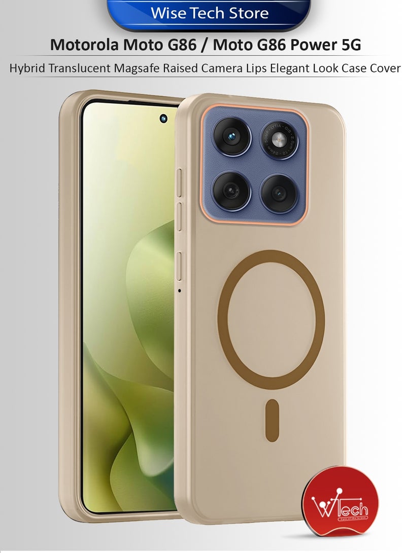 دبليو تيك غطاء هاتف موتو موتورولا Moto G86 / Moto G86 Power 5G 2025 هجيني شفاف مع دعم Magsafe وشحن مغناطيسي وارتفاع حول الكاميرا لمظهر أنيق - بني (MCMPMN) - Image 1
