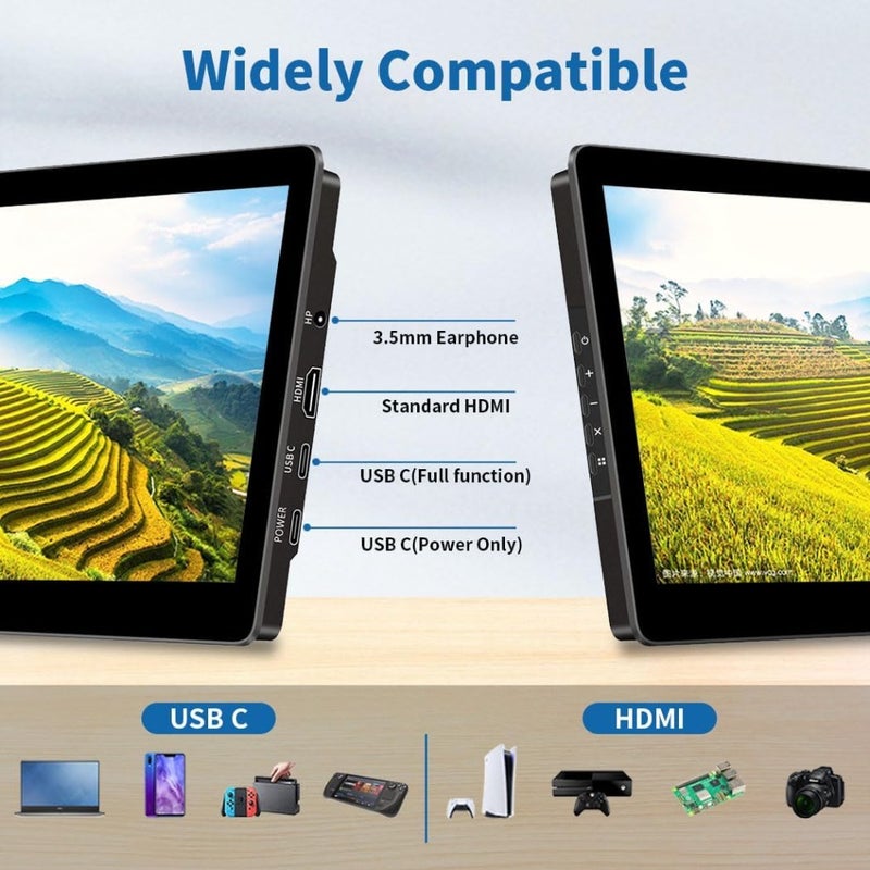 8.9 Inch Portable Monitor Touchscreen With Stand 1920 x 1200 Resolution 16:10 Aspect Ratio 450 Nits Brightness Optical Bonding HDMI and USB-C Connectivity For Raspberry Pi Mini PC Laptop Mac - Image 5