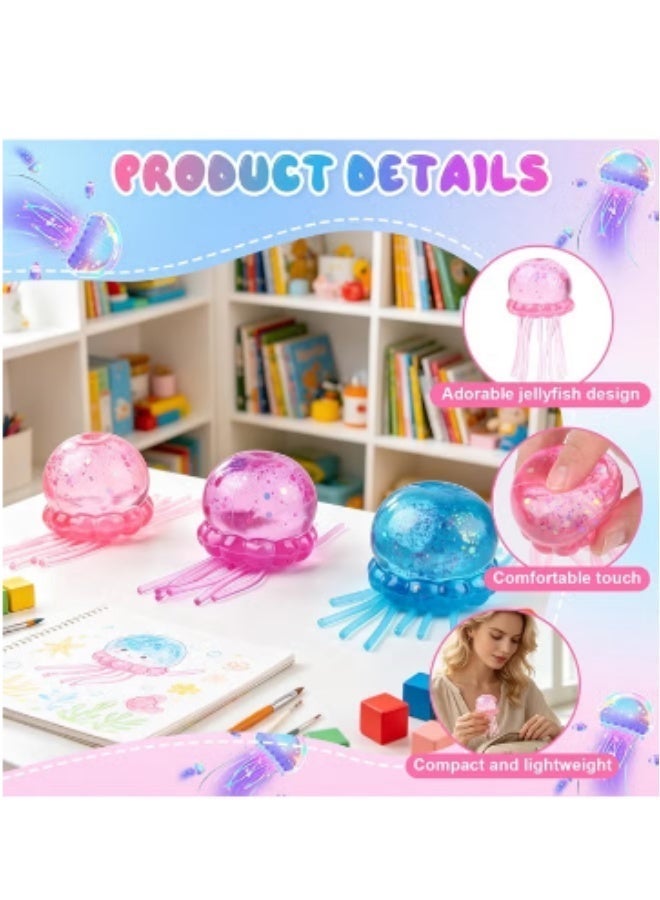 Jelly Squish Blue Jellyfish Fidget Toy - Super Solid Squish Stress Relief Sensory Squeeze Toy for Kids & Adults, Anti-Anxiety ADHD Focus Desk Toy（Purple） - Image 4