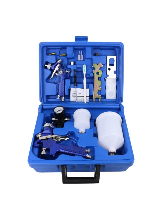 2 Sprayer Hvlp Air Gravity Spray Paint Gun 1.0Mm 150Ml And 1.4Mm 600Ml Auto Gravity Feed Painting With Locking Air Pressure Regulator Gauge Air Spray Nozzle Gun For Cake Decoration Model Making  - Image 1