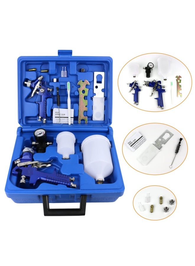 2 Sprayer Hvlp Air Gravity Spray Paint Gun 1.0Mm 150Ml And 1.4Mm 600Ml Auto Gravity Feed Painting With Locking Air Pressure Regulator Gauge Air Spray Nozzle Gun For Cake Decoration Model Making  - Image 5