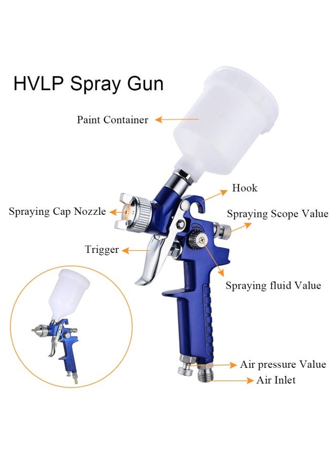 2 Sprayer Hvlp Air Gravity Spray Paint Gun 1.0Mm 150Ml And 1.4Mm 600Ml Auto Gravity Feed Painting With Locking Air Pressure Regulator Gauge Air Spray Nozzle Gun For Cake Decoration Model Making  - Image 3
