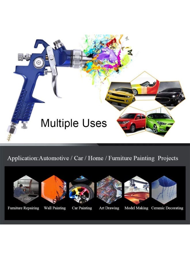 2 Sprayer Hvlp Air Gravity Spray Paint Gun 1.0Mm 150Ml And 1.4Mm 600Ml Auto Gravity Feed Painting With Locking Air Pressure Regulator Gauge Air Spray Nozzle Gun For Cake Decoration Model Making  - Image 4