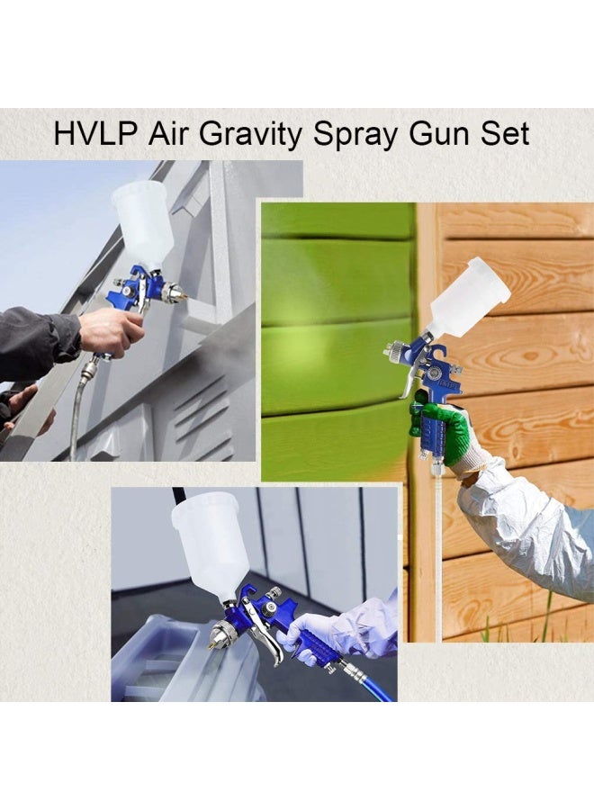 2 Sprayer Hvlp Air Gravity Spray Paint Gun 1.0Mm 150Ml And 1.4Mm 600Ml Auto Gravity Feed Painting With Locking Air Pressure Regulator Gauge Air Spray Nozzle Gun For Cake Decoration Model Making  - Image 2