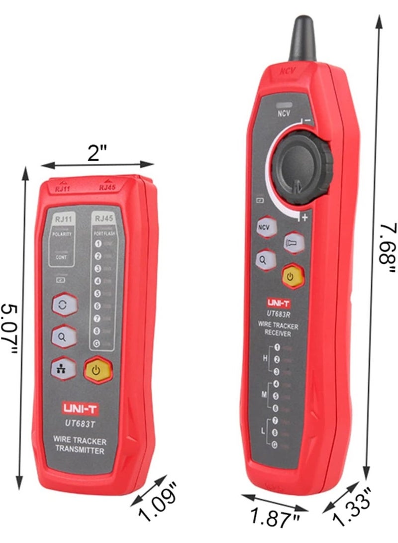UNI-T UT683KIT Cable Tester Wire Tracker for RJ11 and RJ45 Cables Tester, Telephone Line Finder Cable Collation, Network Maintenance Collation, Repairing Networking Tool - Image 2