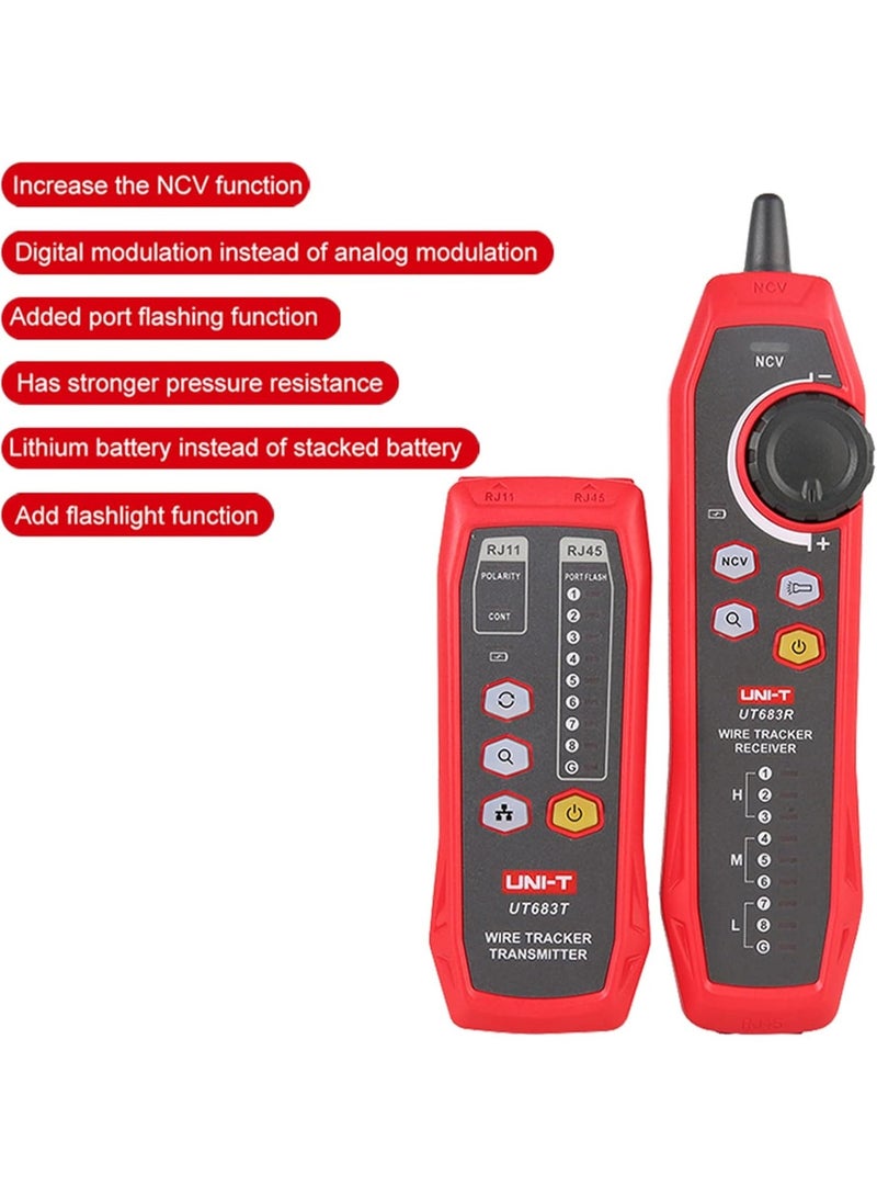 UNI-T UT683KIT Cable Tester Wire Tracker for RJ11 and RJ45 Cables Tester, Telephone Line Finder Cable Collation, Network Maintenance Collation, Repairing Networking Tool - Image 5