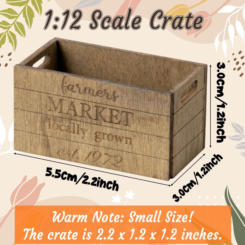 CPicdn Miniature Vintage Rustic Farmhouse Crate - Retro Mini Farmhouse Tiered Tray Decor Wooden Milk Crate Fruit Flower Basket Decorative Box Miniature Garden Farm Accessories Home Decoration - Image 2
