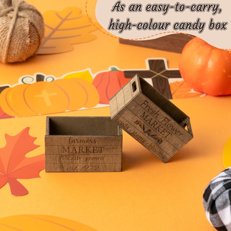 CPicdn Miniature Vintage Rustic Farmhouse Crate - Retro Mini Farmhouse Tiered Tray Decor Wooden Milk Crate Fruit Flower Basket Decorative Box Miniature Garden Farm Accessories Home Decoration - Image 5