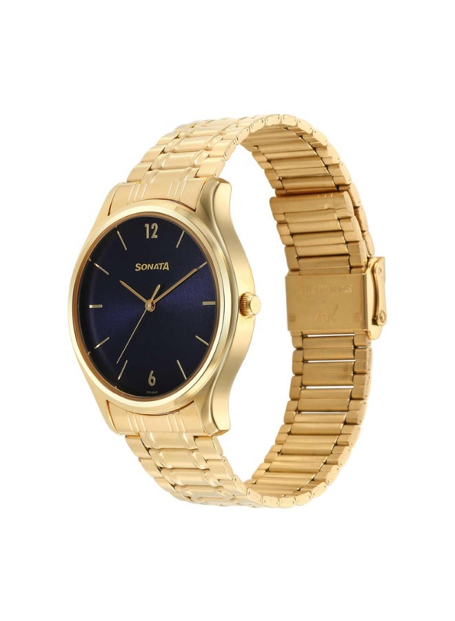 Sonata 77082YM07 Men’s Watch – Blue Dial, Gold-Tone Stainless Steel Bracelet, Quartz Movement - Image 3