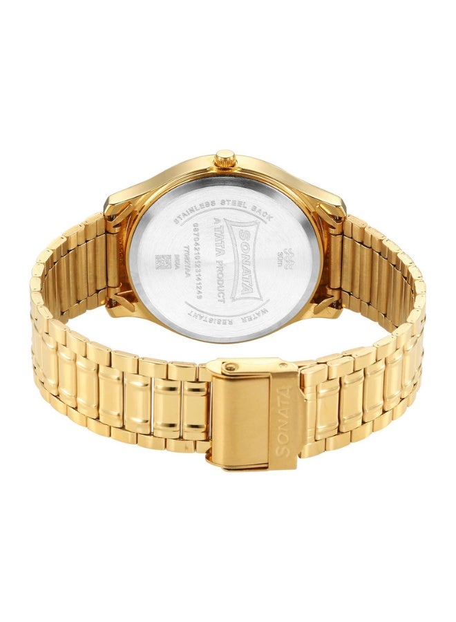 Sonata 77082YM07 Men’s Watch – Blue Dial, Gold-Tone Stainless Steel Bracelet, Quartz Movement - Image 4