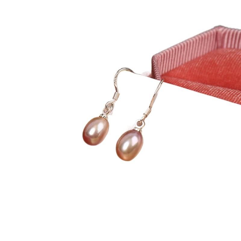 Purple Pearl Stud Earrings with 925 Sterling Silver Detail - Image 1