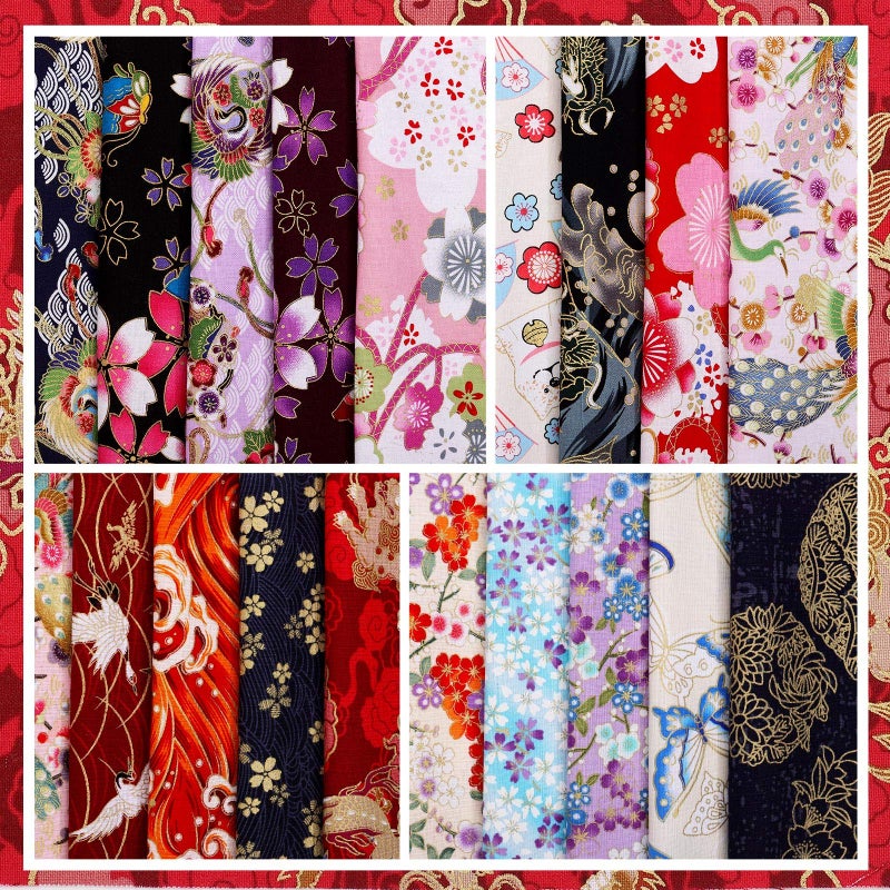 Tudomro 30 Pieces Japanese Style Fabric Squares Fat Quarters Cotton Wrapping Cloth Quilting Fabric Bundles for DIY Patchwork Sewing - Image 3