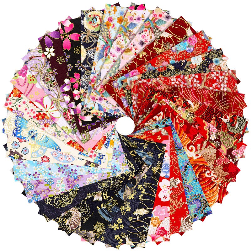 Tudomro 30 Pieces Japanese Style Fabric Squares Fat Quarters Cotton Wrapping Cloth Quilting Fabric Bundles for DIY Patchwork Sewing - Image 1