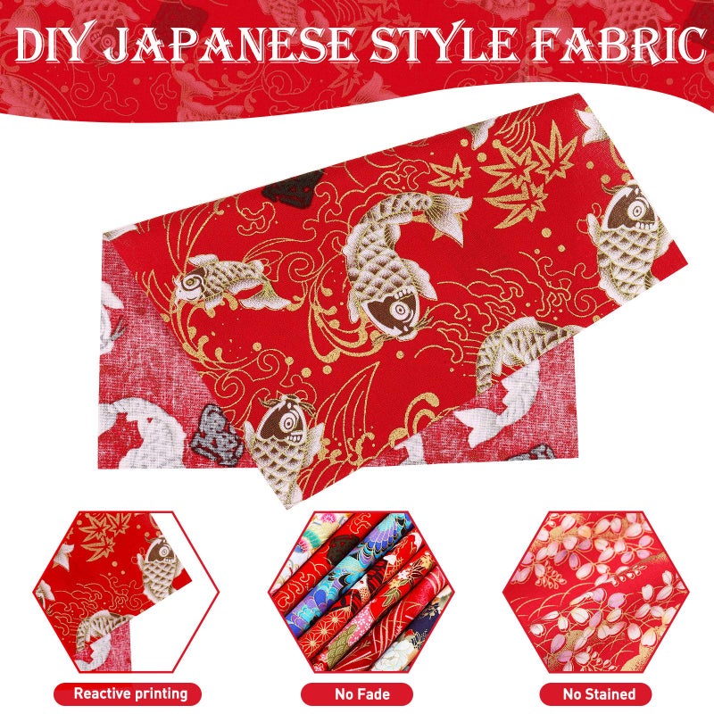 Tudomro 30 Pieces Japanese Style Fabric Squares Fat Quarters Cotton Wrapping Cloth Quilting Fabric Bundles for DIY Patchwork Sewing - Image 5