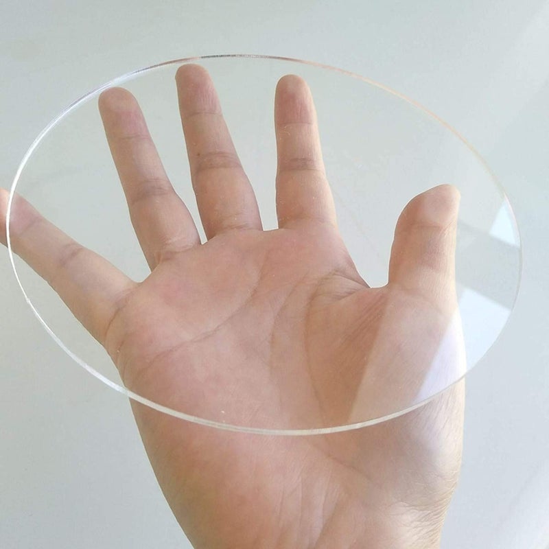 niru 3nesh 3mm dia transparent acrylic glass round circle disk sheet board for diy art and craft school office project glass painting (8 inch Pack of 2) - Image 1
