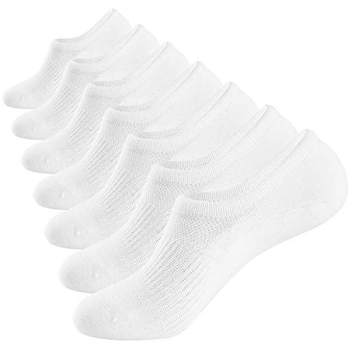 WANDER No Show Socks Mens 7 Pairs Cotton Thin Non Slip Low Cut Mens Invisible Casual Socks (7white, Size 9-11) - Image 1