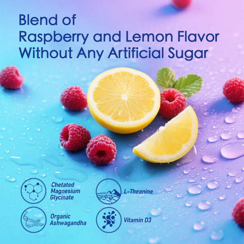 CALMORA Adaptogenic Relaxation Drink Mix - Raspberry Lemonade with L-Theanine, Ashwagandha & Magnesium Glycinate |Sugar-Free, Non-GMO, 20 Single-Serve Packets - Image 3