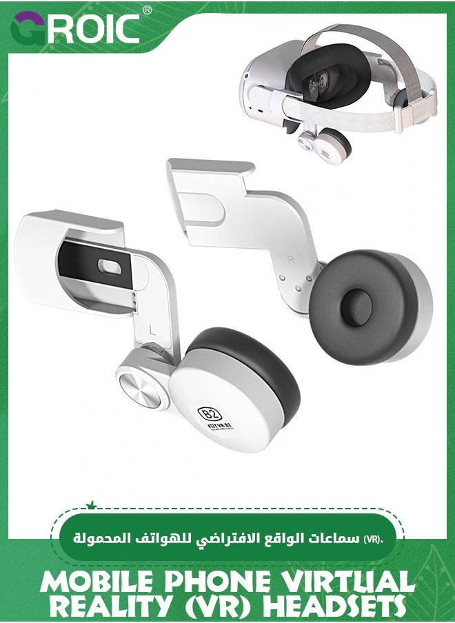 GROIC White Headphones VR Headset Ear Cups for PICO 4 and for PICO 4 Pro, Breathable Convenient Replacement Rotatable Conductive Earphones for PICO 4 Pro VR Headset with 3D Sound Effect  - Image 1