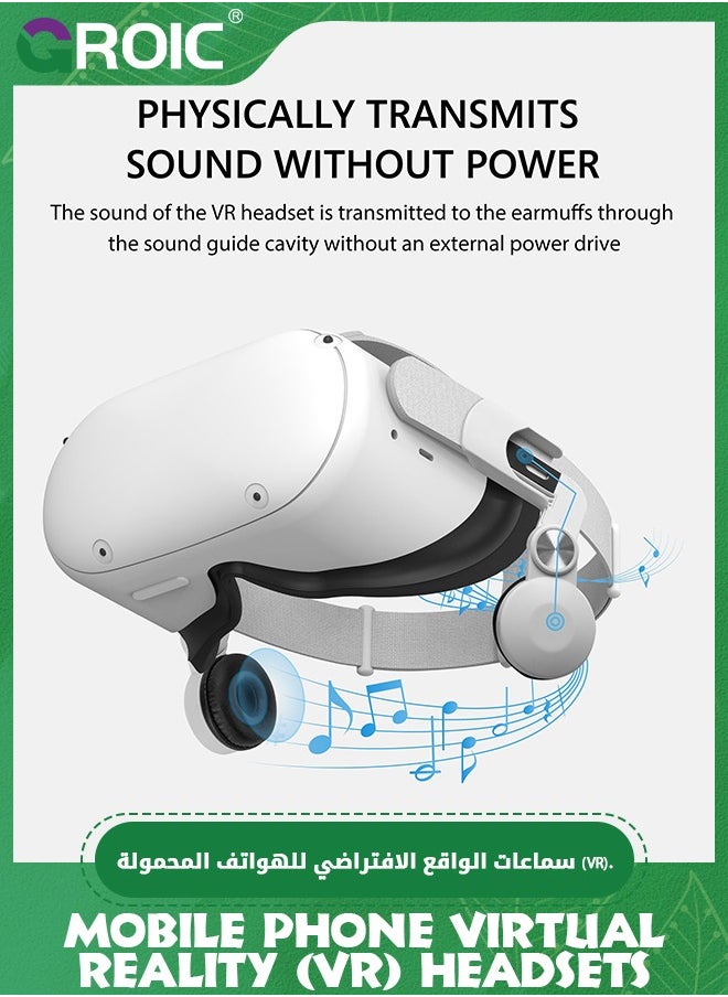 GROIC White Headphones VR Headset Ear Cups for PICO 4 and for PICO 4 Pro, Breathable Convenient Replacement Rotatable Conductive Earphones for PICO 4 Pro VR Headset with 3D Sound Effect  - Image 2