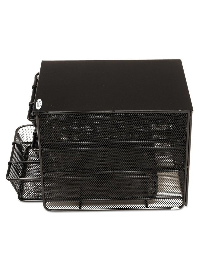 Safco Onyx Hospitality Organizer, 3 Drawers, For Snacks, Coffee Pods, Sugar Sweetener, Stirrer, Napkins and More, Steel Mesh, Black - Image 4