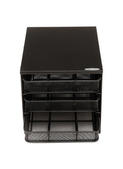 Safco Onyx Hospitality Organizer, 3 Drawers, For Snacks, Coffee Pods, Sugar Sweetener, Stirrer, Napkins and More, Steel Mesh, Black  - Image 2