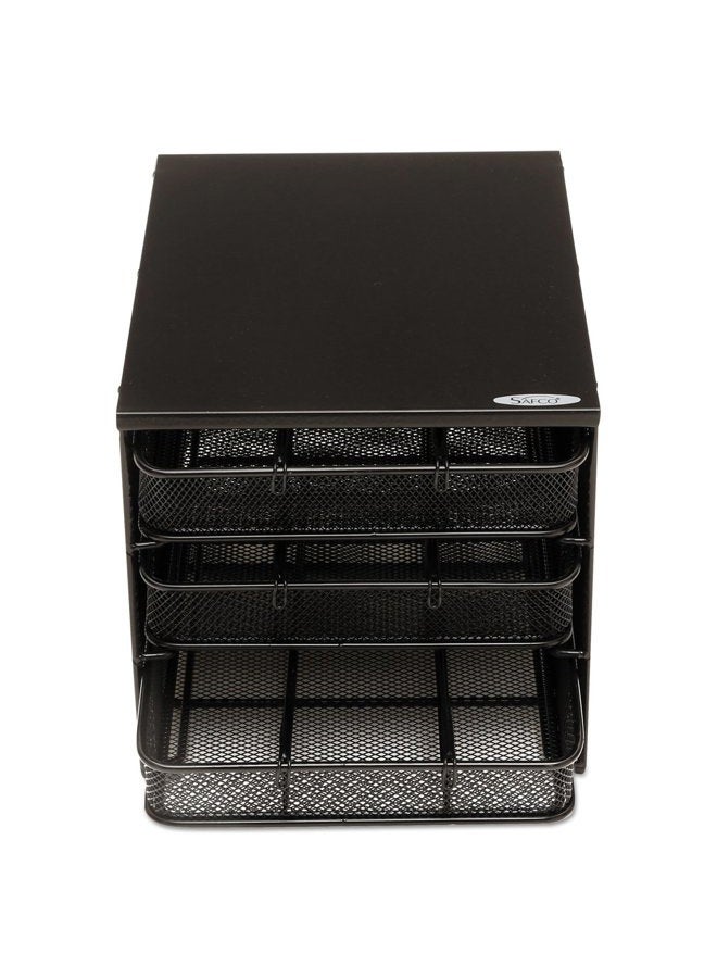 Safco Onyx Hospitality Organizer, 3 Drawers, For Snacks, Coffee Pods, Sugar Sweetener, Stirrer, Napkins and More, Steel Mesh, Black - Image 2