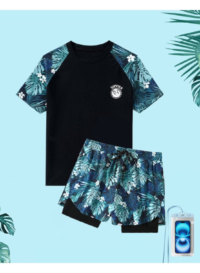 YouYou Men's Swim Trunks 2025 Loose Swimming Shorts Double Layer Anti-embarrassment Swimwear Beach Pants Hot Spring Swimming Set - Image 1