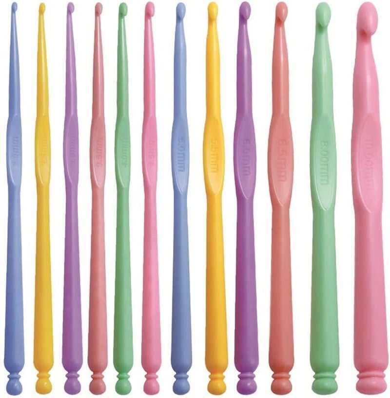 LeafLoom LeafLoom 12 pcs Lightweight Crochet Hooks Ergonomic Plastic Crochet Needles Set DIY Yarn Weaving Tools Knitting Kit for Crochet Loves to Make Socks Hat Scarf Bag Cap - Image 1