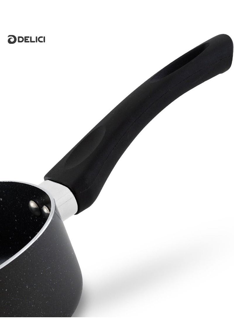DELICI 16CM Granite Gray Milk Pan with Glass Lid - PFOA Free, Dishwasher Safe, for Everyday Cooking - Image 4