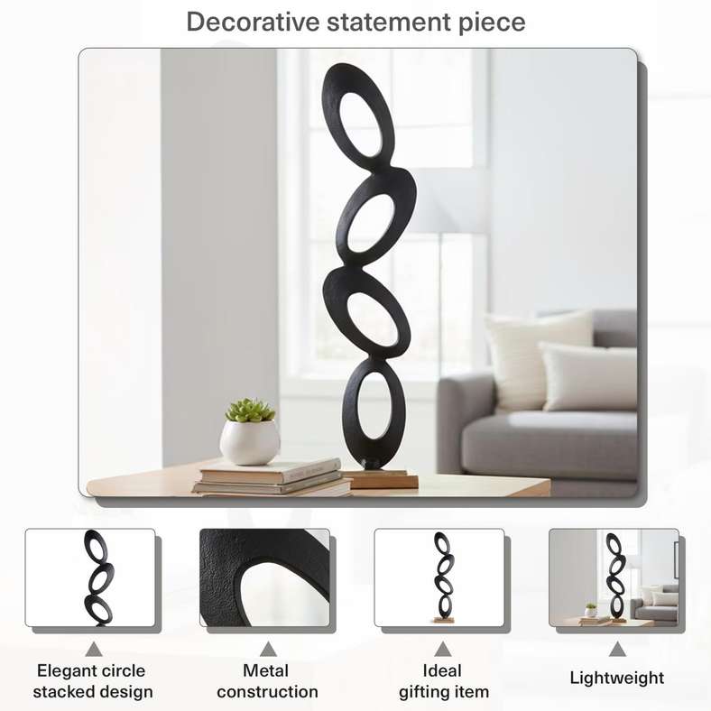Pan Home Osha Metal Circle Stacked Sculpture - Black - Image 5