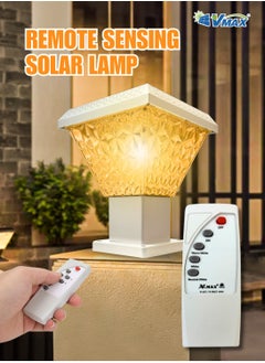 Vmax Solar Garden Post Light-30Cm-White, Remote-Controlled LED Outdoor Solar Lamp, 3000K(Warm)/4000K(Neutral)/6500K(Cool) White Light, 3 Color Changing, 7500 MAh Battery, For Fence Deck Garden Yard Patio  - Image 4