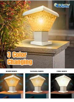 Vmax Solar Garden Post Light-30Cm-White, Remote-Controlled LED Outdoor Solar Lamp, 3000K(Warm)/4000K(Neutral)/6500K(Cool) White Light, 3 Color Changing, 7500 MAh Battery, For Fence Deck Garden Yard Patio  - Image 3