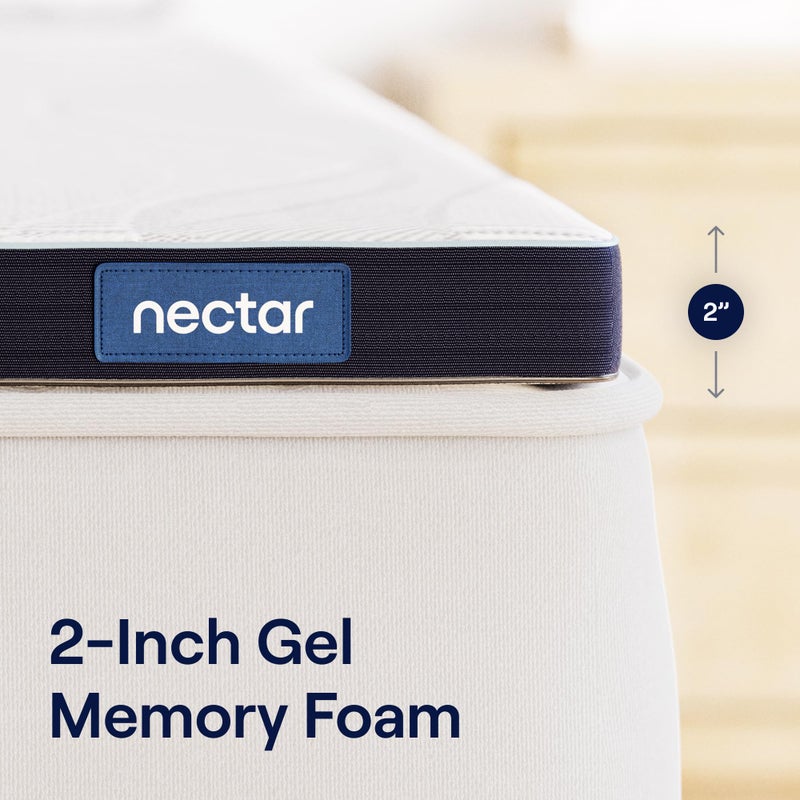 Nectar Soft Mattress Topper - Twin - 2" Gel Memory Foam Mattress Topper - Breathable & Comfortable - Back Pain Relief - Image 2