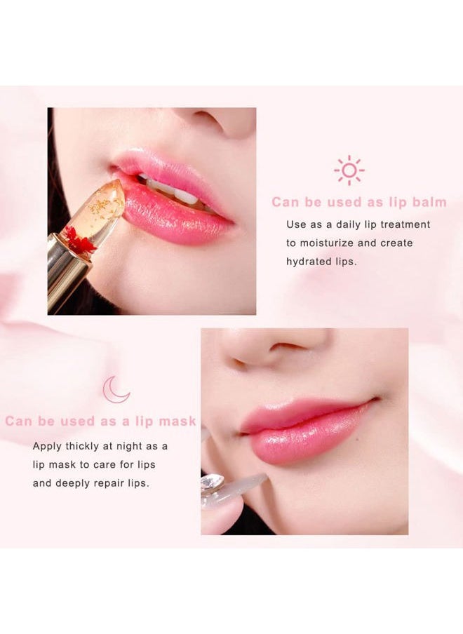 SWETIYOU Crystal Flower PH Lip Balm Color Changing Magic Lipstick Jelly Flower Luxury Lip Balm Mood Lipstick Color Changing Long Lasting Nutritious Lip Gloss Clear Lipstick  - Image 3
