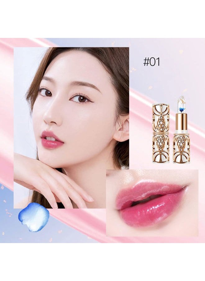SWETIYOU Crystal Flower PH Lip Balm Color Changing Magic Lipstick Jelly Flower Luxury Lip Balm Mood Lipstick Color Changing Long Lasting Nutritious Lip Gloss Clear Lipstick  - Image 2
