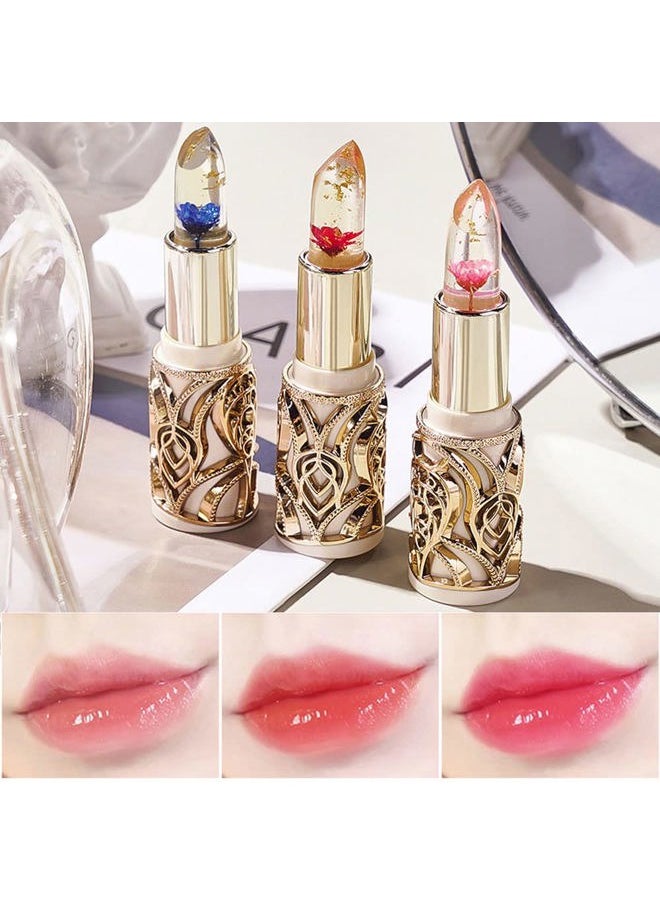 SWETIYOU Crystal Flower PH Lip Balm Color Changing Magic Lipstick Jelly Flower Luxury Lip Balm Mood Lipstick Color Changing Long Lasting Nutritious Lip Gloss Clear Lipstick  - Image 4