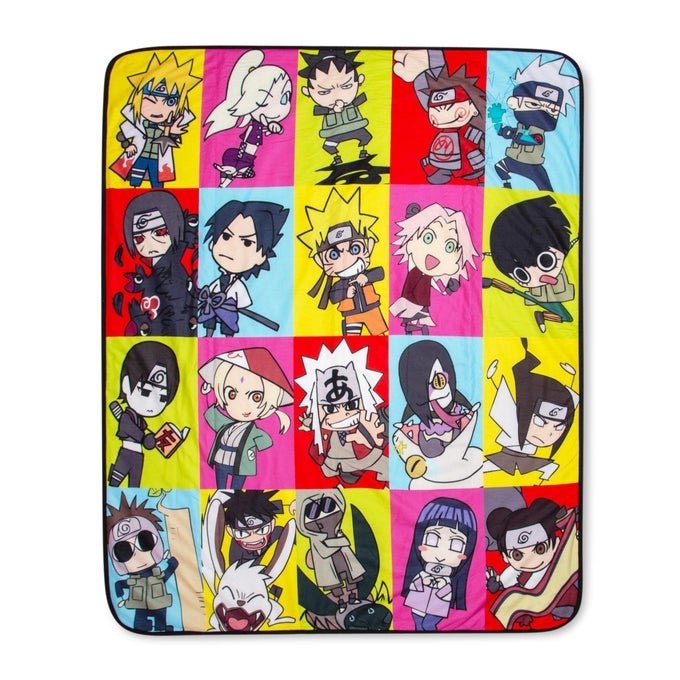 NARUTO SHIPPUDEN CHARACTER COLLAGE FLEECE THROW BLANKET WITH SHERPA BACKING PLUSH SOFT COVER FOR SOFA AND BED
