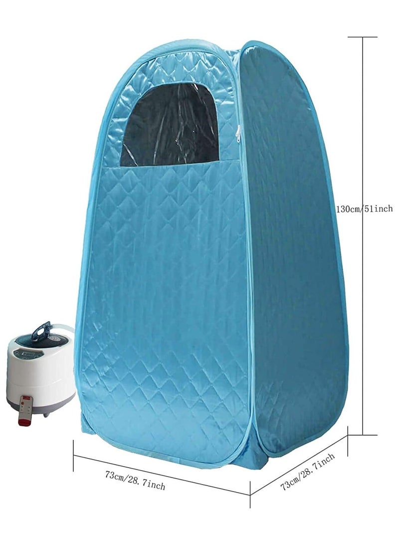 خيمة بخار ساونا محمولة مع مولد بخار سعة 2.6 لتر، صندوق ساونا شخصي منزلي كامل الحجم، غرفة بخار للاسترخاء المنزلي والمنتجعات الصحية بما في ذلك حقيبة حمل الكرسي 1200 وات (أزرق سميك وارتفاع) - Image 3