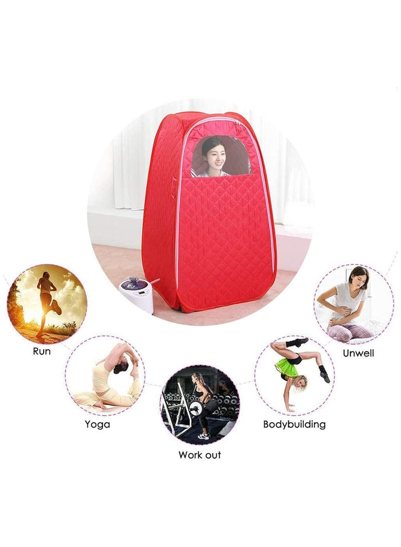 خيمة بخار ساونا محمولة مع مولد بخار سعة 2.6 لتر، صندوق ساونا شخصي منزلي كامل الحجم، غرفة بخار للاسترخاء المنزلي والمنتجعات الصحية بما في ذلك حقيبة حمل الكرسي 1200 وات (أزرق سميك وارتفاع) - Image 5