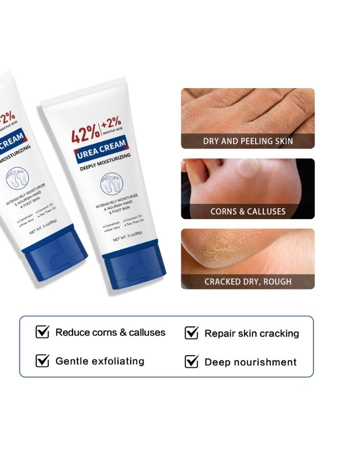 OUKEYA Hand and Foot Cream with 42% Urea Cream + 2% Salicylic Acid, Moisturizing and Exfoliating, Nourishing Dry and Cracked Hands and Feet 85g - Image 3