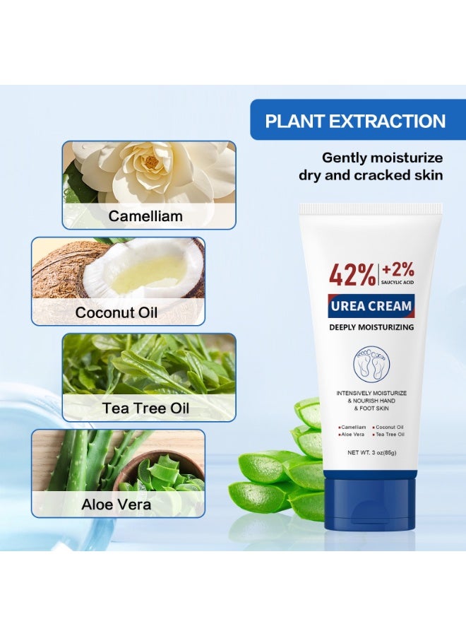 OUKEYA Hand and Foot Cream with 42% Urea Cream + 2% Salicylic Acid, Moisturizing and Exfoliating, Nourishing Dry and Cracked Hands and Feet 85g - Image 2