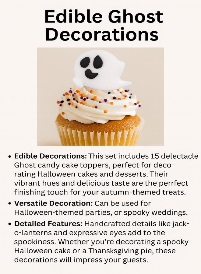Oasis Supply Halloween Edible Cake Decorations - Candy or Cupcake Topper - 15 Count (Ghosts) - Image 4