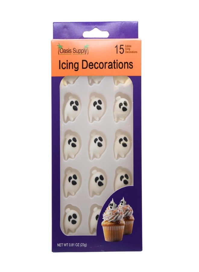 Oasis Supply Halloween Edible Cake Decorations - Candy or Cupcake Topper - 15 Count (Ghosts) - Image 1