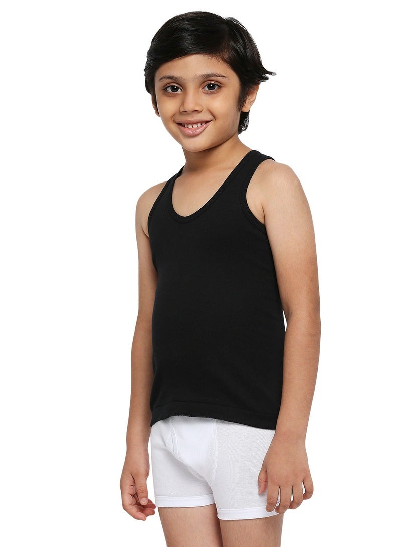 BYC BOY'S COTTON VEST (PACK OF 3) - BLACK - Image 4