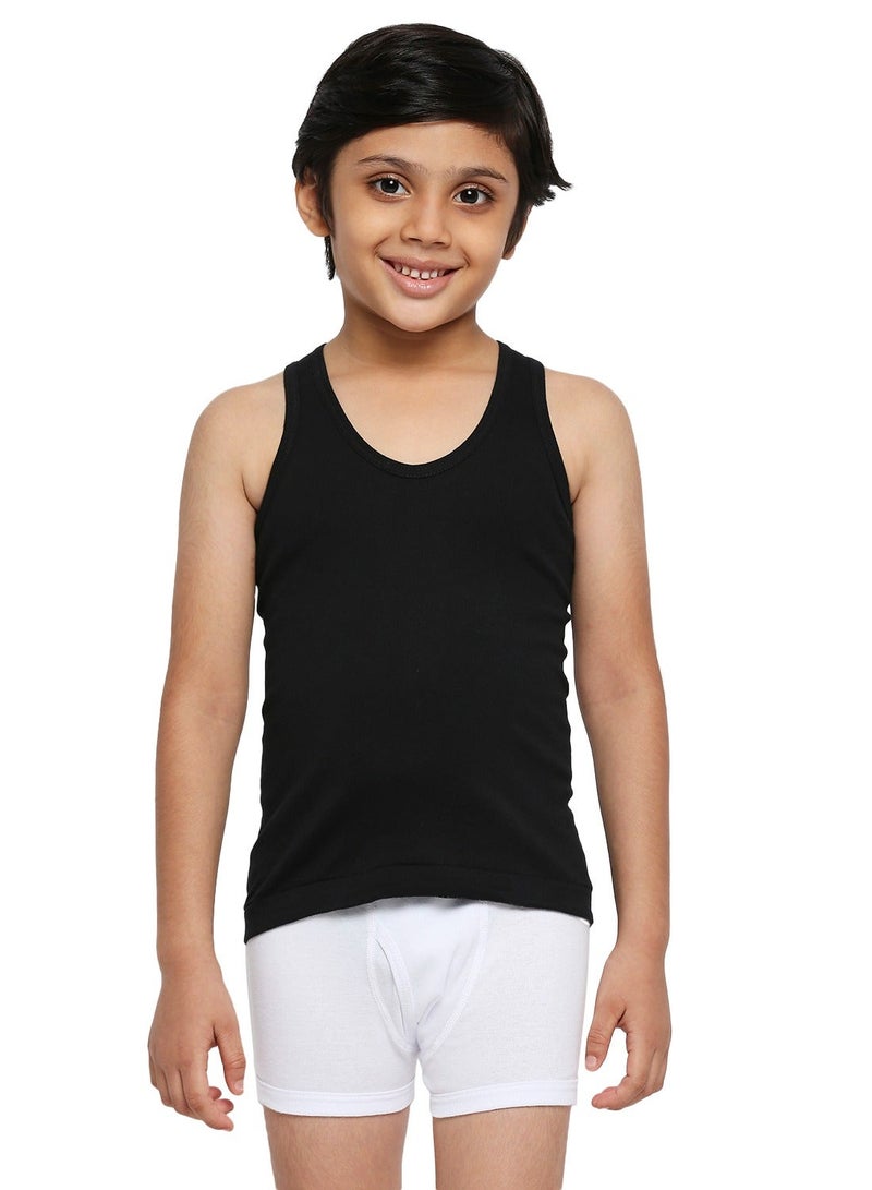 BYC BOY'S COTTON VEST (PACK OF 3) - BLACK - Image 2